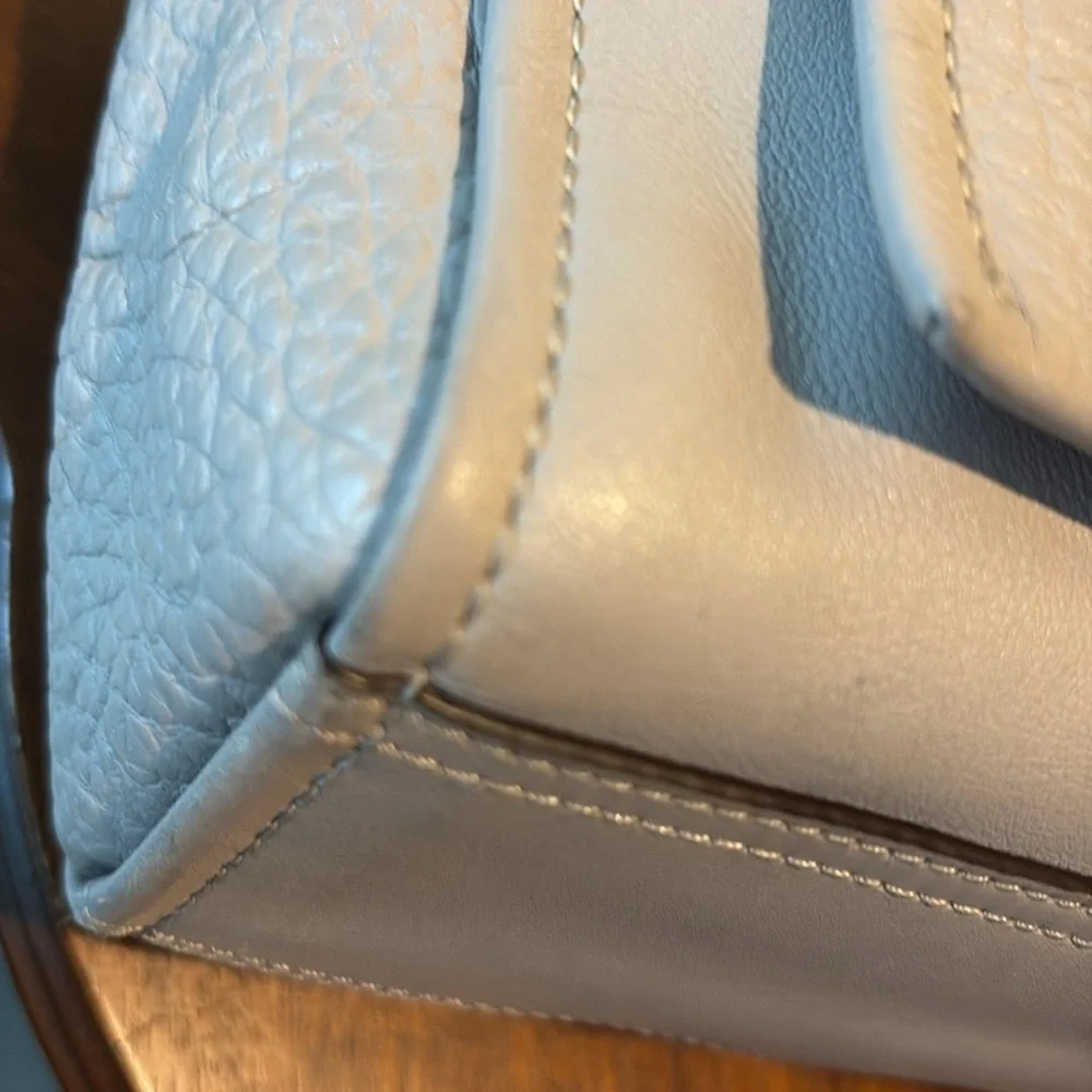 Coach Bleecker  mini Riley Satchel Crossbody bag  leather  gray/taupe excellent